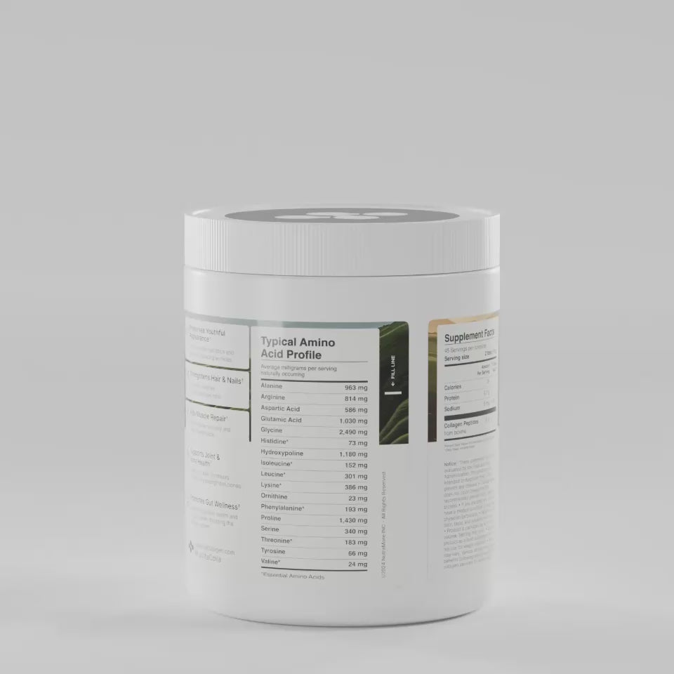 CollaVita Collagen Peptides 30 servings — product video highlighting packaging, serving size, and benefits for skin, joints, and overall wellness.